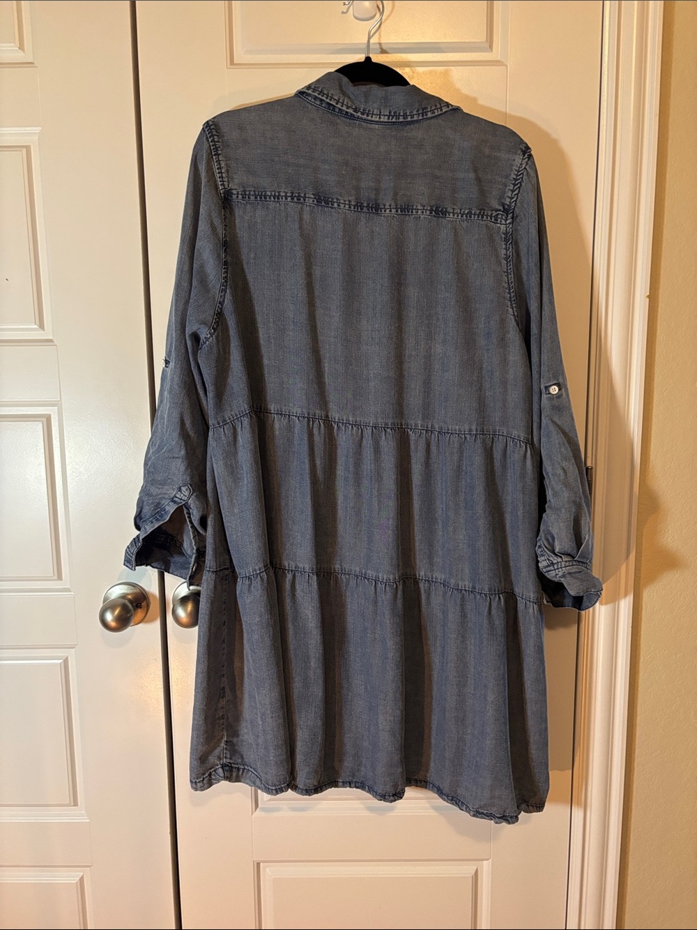 1X velvet heart Boho tiered denim like dress - Picture 5 of 7
